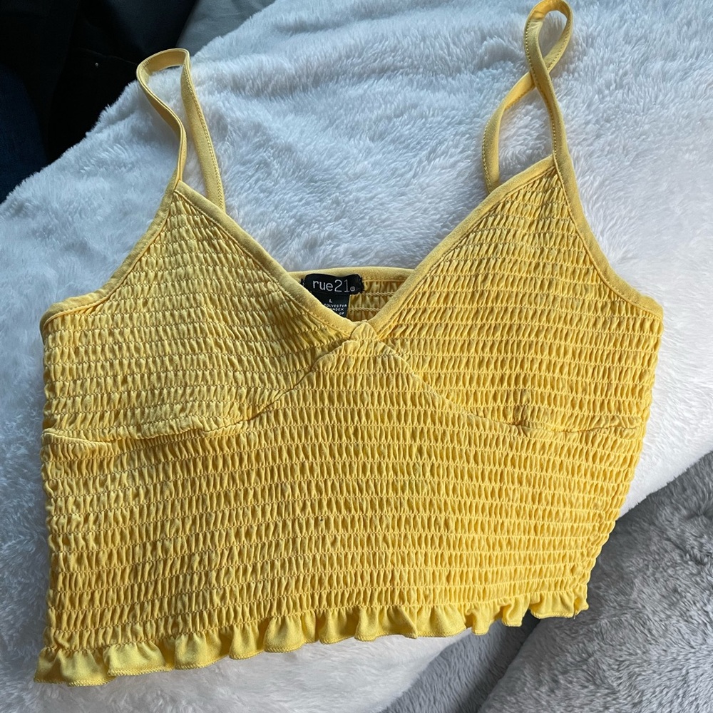 Yellow ruffled summer top